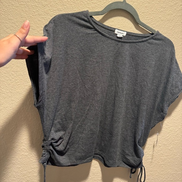 NWT Wild Meadow size Large Cropped Cinched Grey Top - Picture 5 of 7